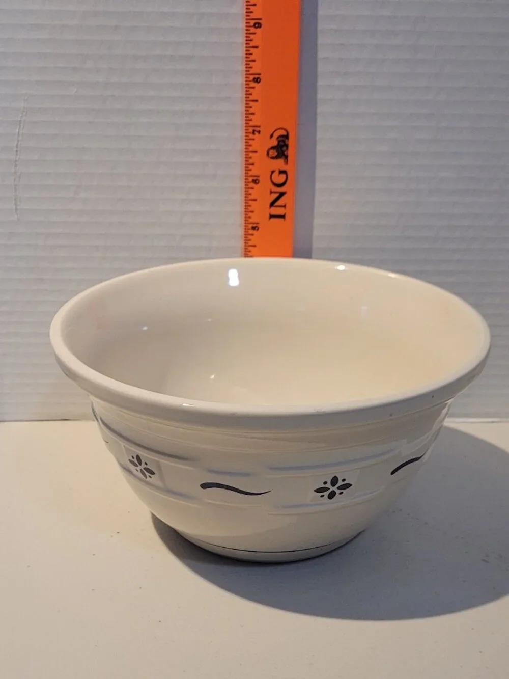 Bowl LONGABERGER POTTERY 8 inches Blue & White Woven Traditions Mixing Bowl
